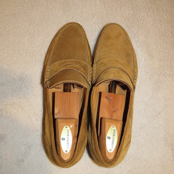 Sutor Mantellassi Tan Calf Suede Penny Loafers US 10